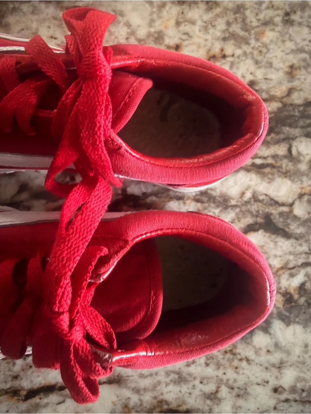 Vans Kids Size 13 Red Suede Sneakers with White Stripe and Checkered Soles
